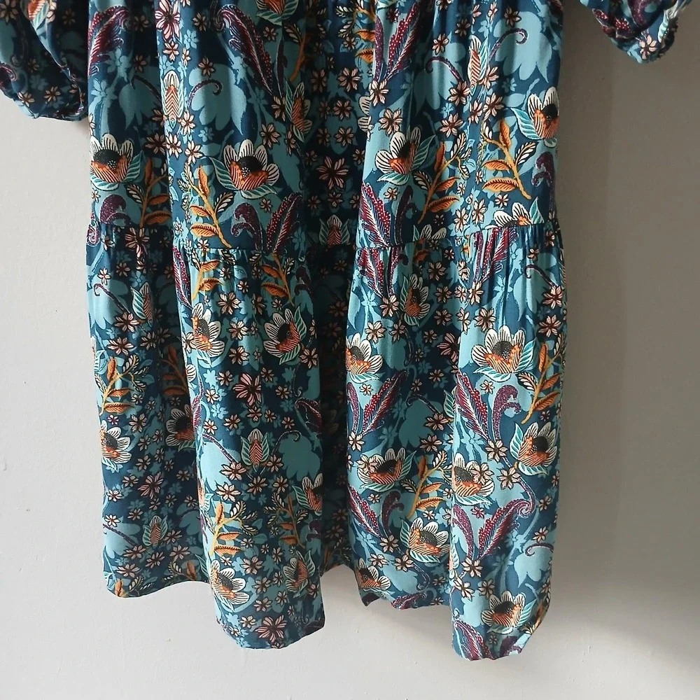 Maurices Women's Size Medium Babydoll Tiered Floral Mini Dress Boho CottageCore